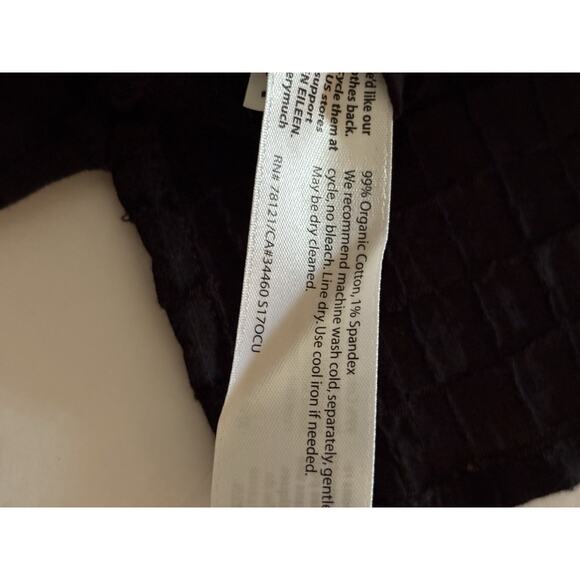 Eileen Fisher Womens Black Cotton Waffle Texture 3/4 Sleeve Button Up Top Sz L - Picture 9 of 11